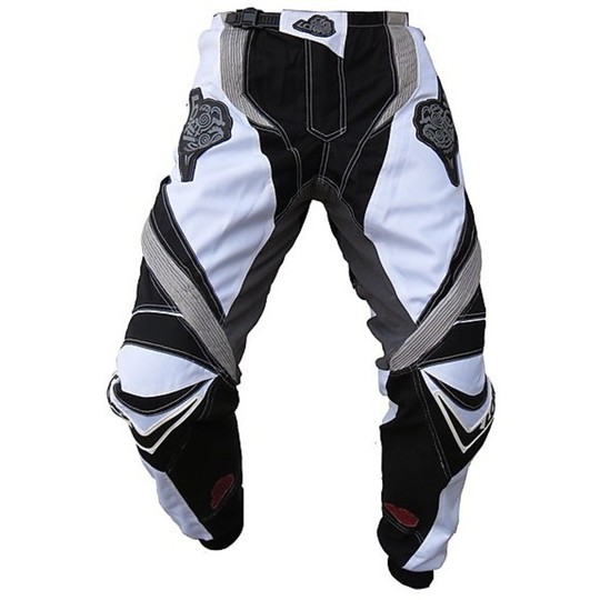 Pantaloni moto Cross Enduro Loki Sport StarCross Bianco-Grigio