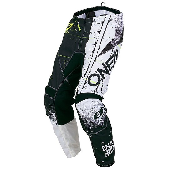 Pantaloni Moto Cross Enduro Oneal Element Pant Shred Bianco
