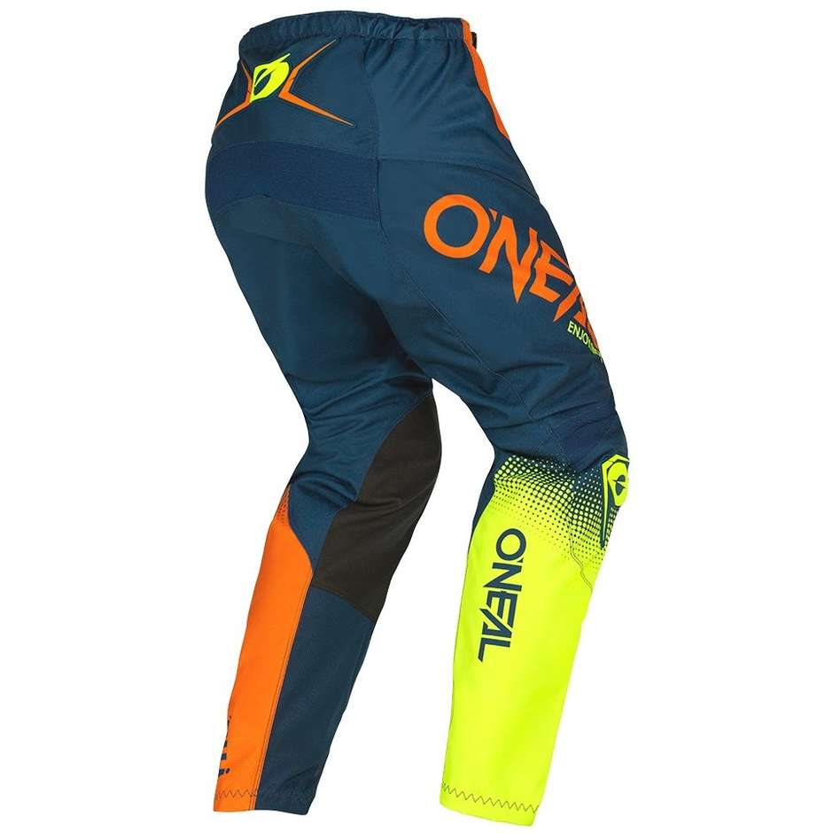 Pantaloni Moto Cross Enduro O'neal Element Pant V.22 Racewear Blu Arancio Giallo