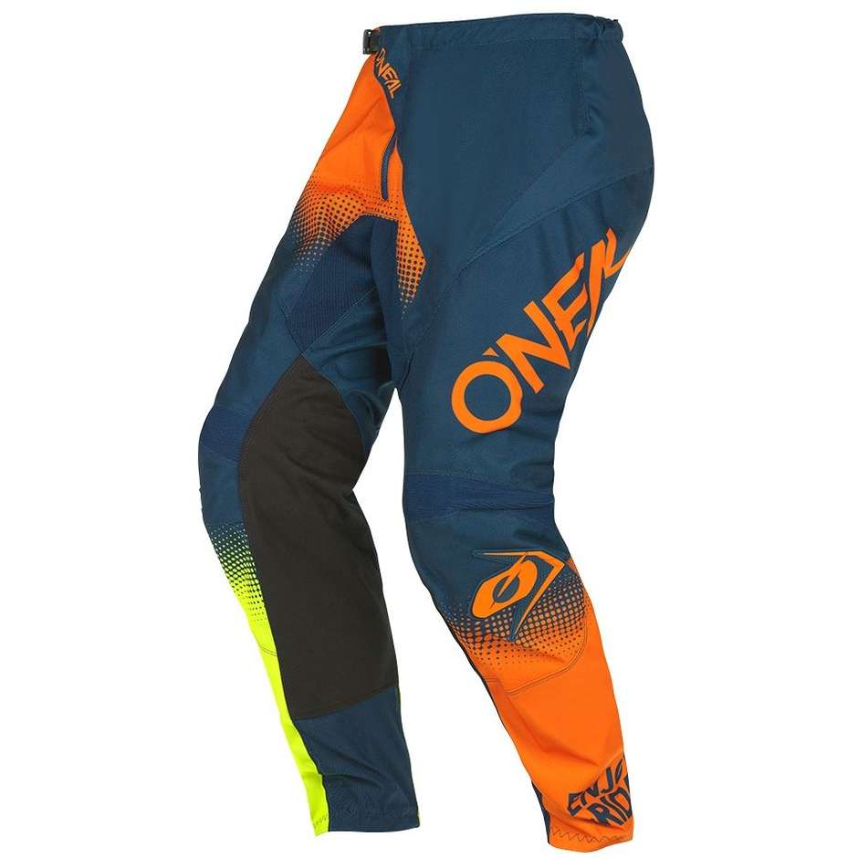 Pantaloni Moto Cross Enduro O'neal Element Pant V.22 Racewear Blu Arancio Giallo