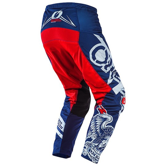 Pantaloni Moto Cross Enduro O'neal Element Pant WARHAWK Rosso Blu
