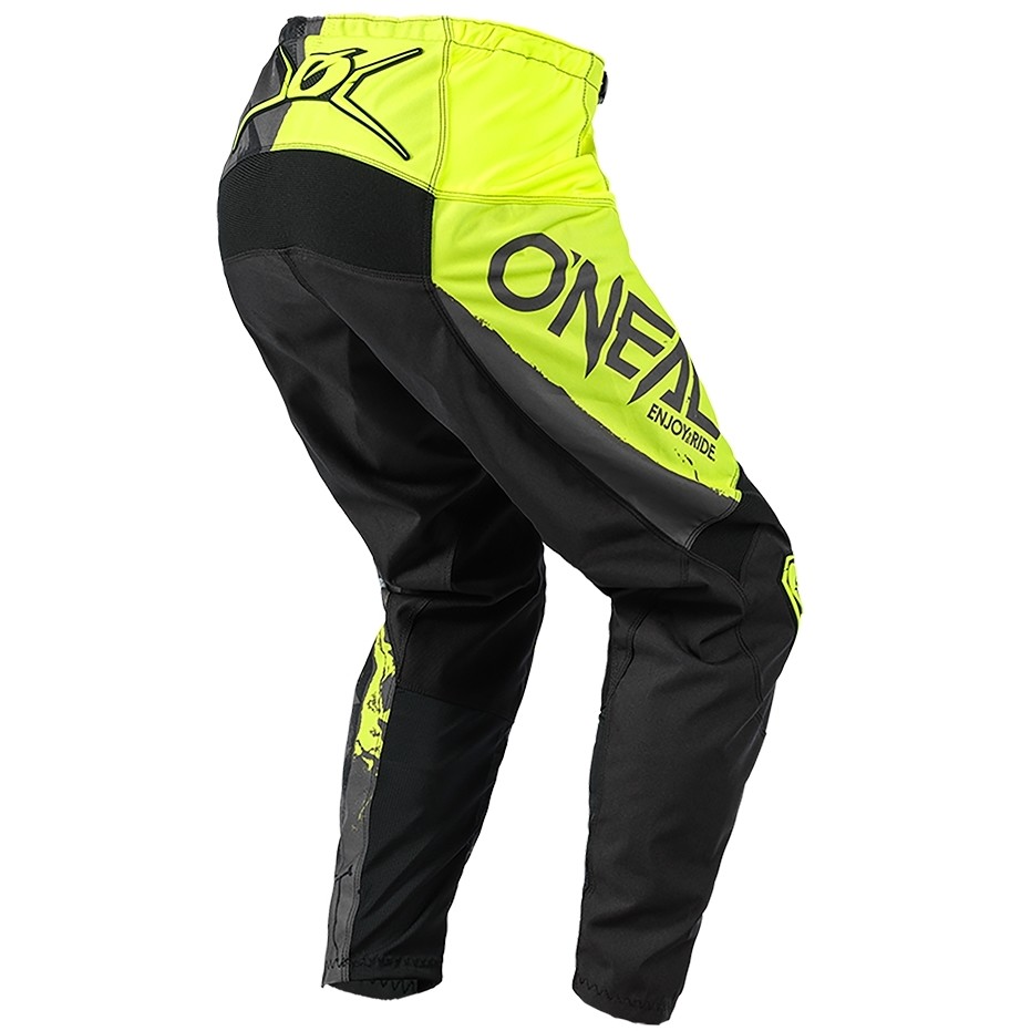 Pantaloni Moto Cross Enduro Oneal Element Pants Ride Nero Giallo