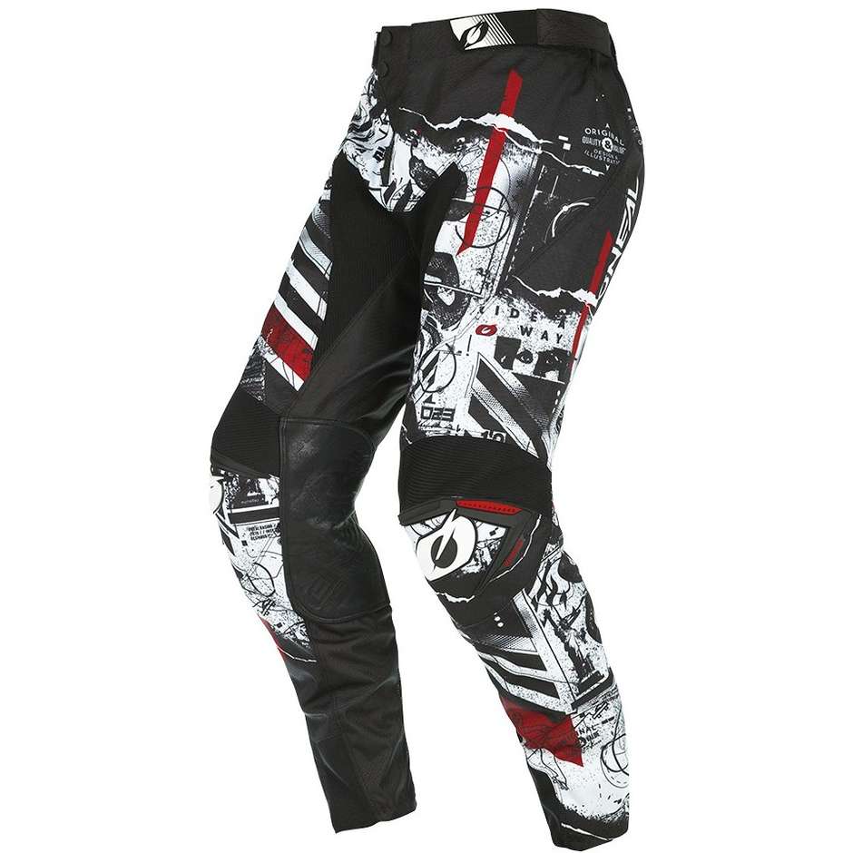Pantaloni Moto Cross Enduro Oneal Mayhem Pants V.22 Scarz Nero Bianco Rosso