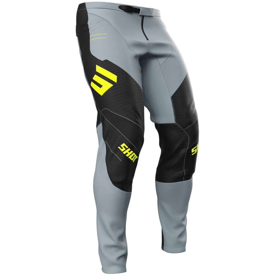 Pantaloni Moto Cross Enduro Shot CONTACT SHIELD Grigio Giallo Fluo