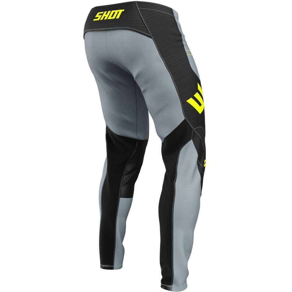 Pantaloni Moto Cross Enduro Shot CONTACT SHIELD Grigio Giallo Fluo