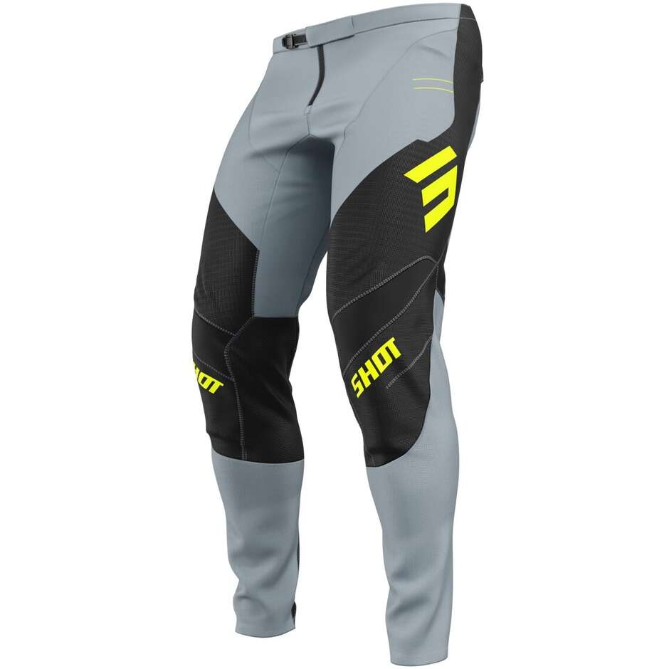 Pantaloni Moto Cross Enduro Shot CONTACT SHIELD Grigio Giallo Fluo