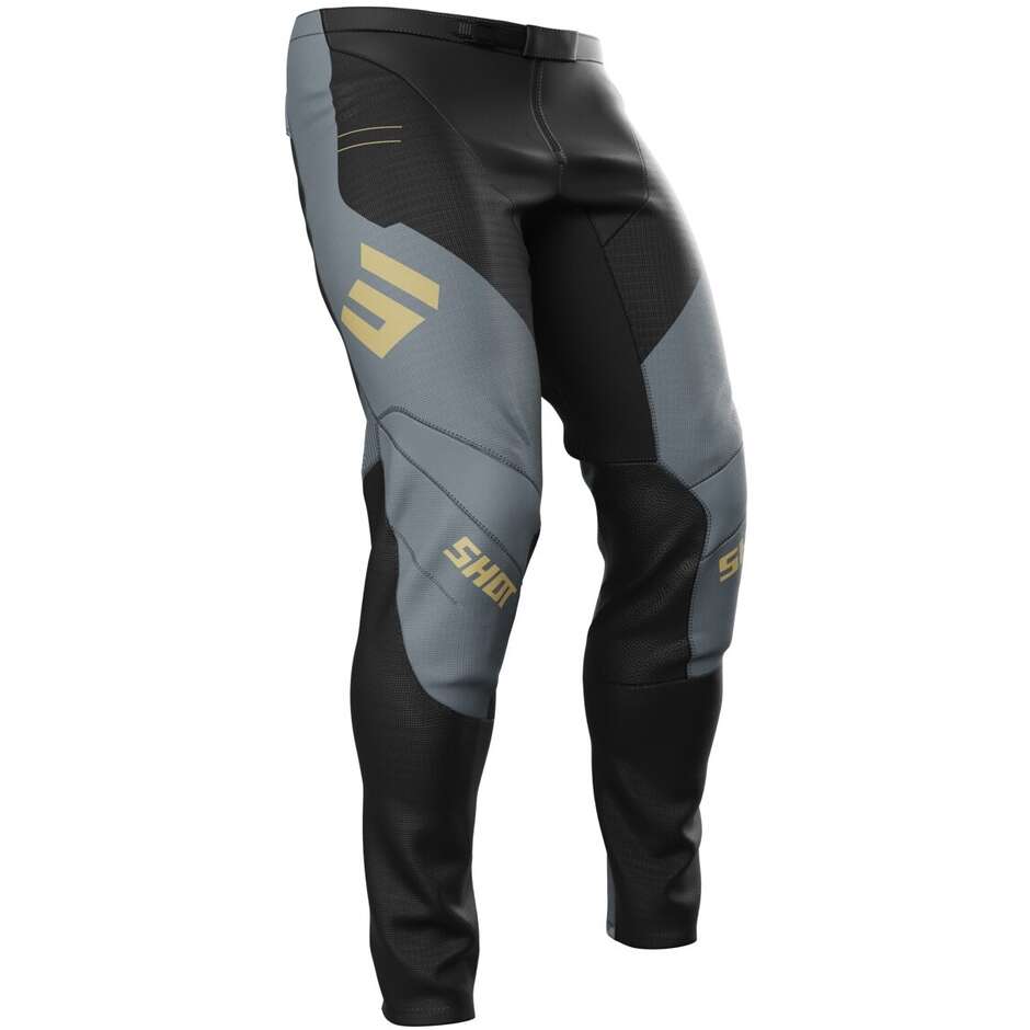 Pantaloni Moto Cross Enduro Shot CONTACT SHIELD Nero Grigio Oro