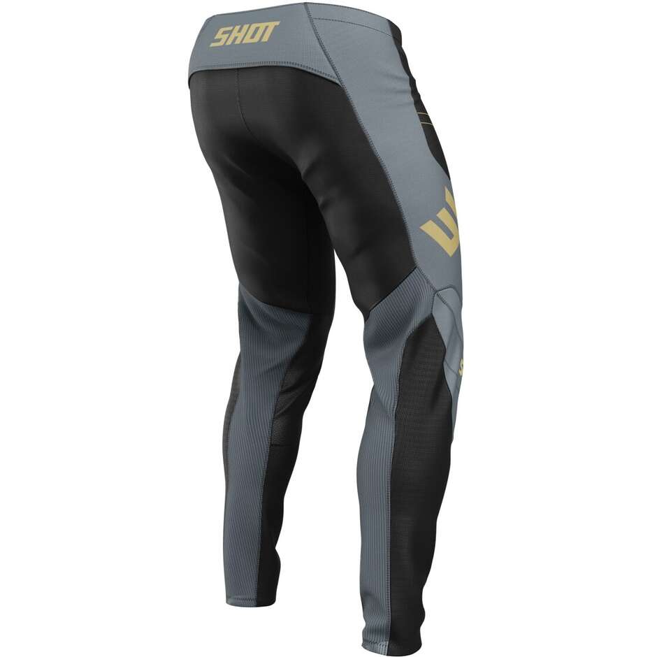 Pantaloni Moto Cross Enduro Shot CONTACT SHIELD Nero Grigio Oro