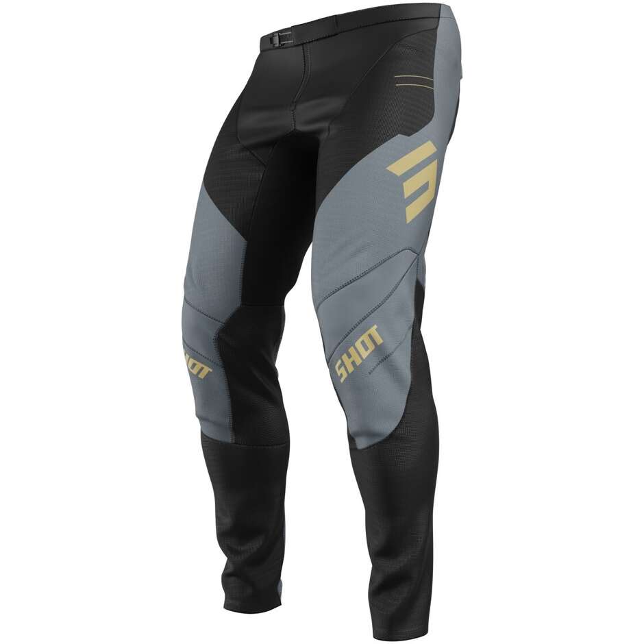 Pantaloni Moto Cross Enduro Shot CONTACT SHIELD Nero Grigio Oro