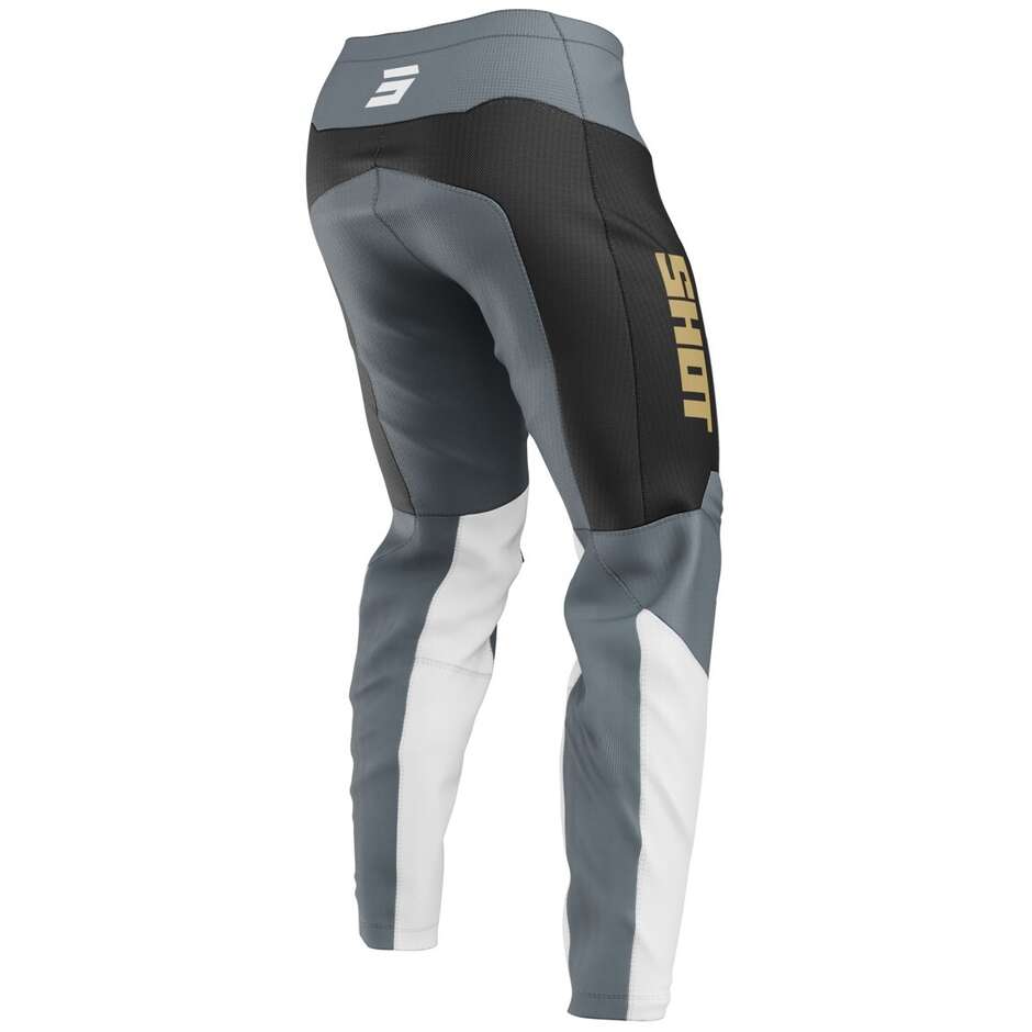 Pantaloni Moto Cross Enduro Shot DEVO LEAGUE Grigio Bianco Oro