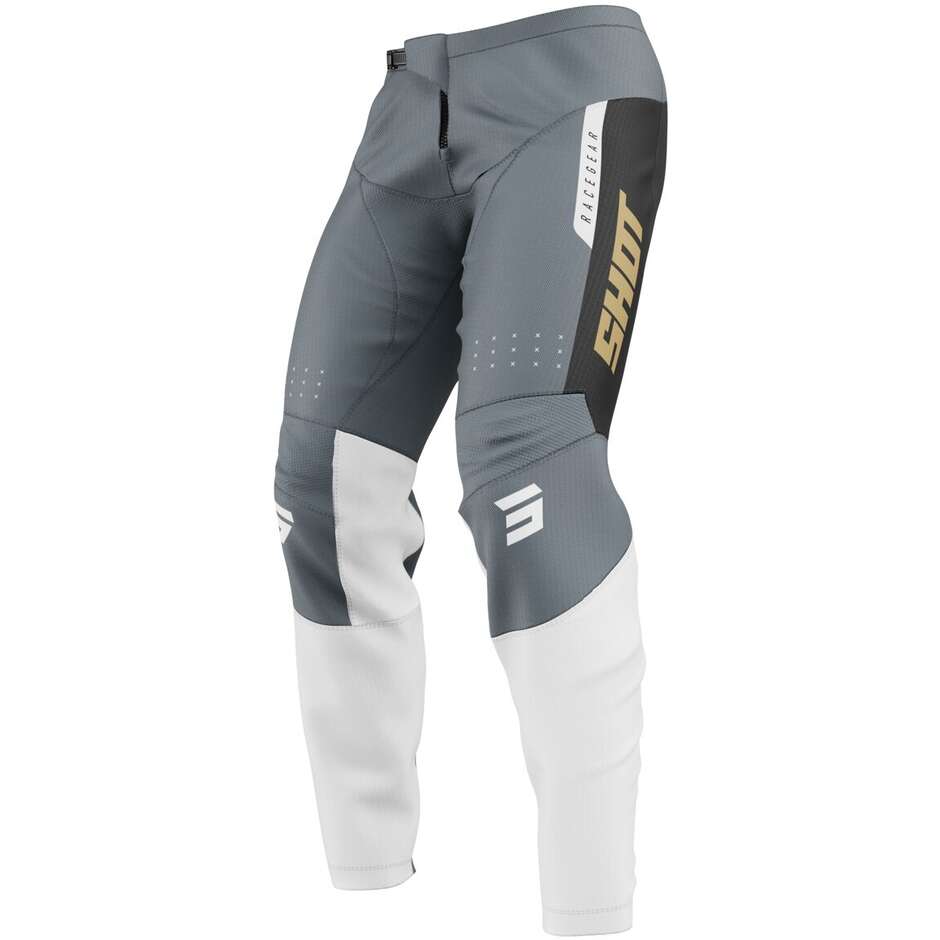 Pantaloni Moto Cross Enduro Shot DEVO LEAGUE Grigio Bianco Oro