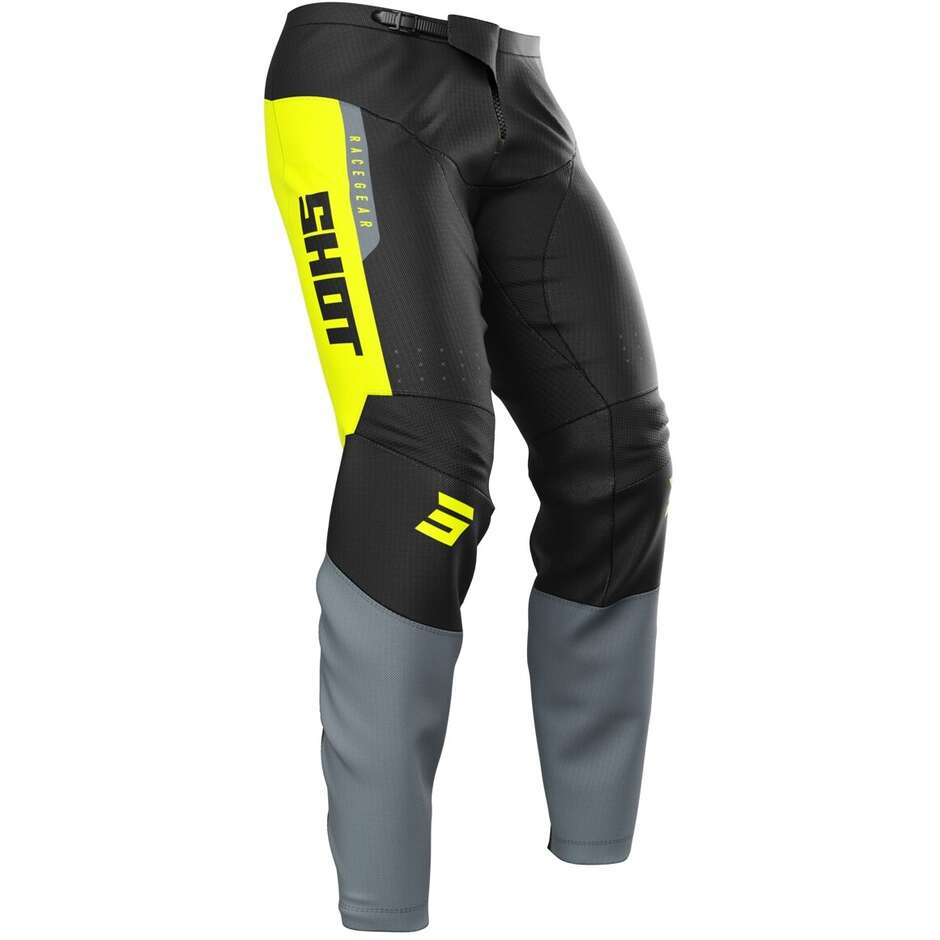 Pantaloni Moto Cross Enduro Shot DEVO LEAGUE Nero Giallo Fluo