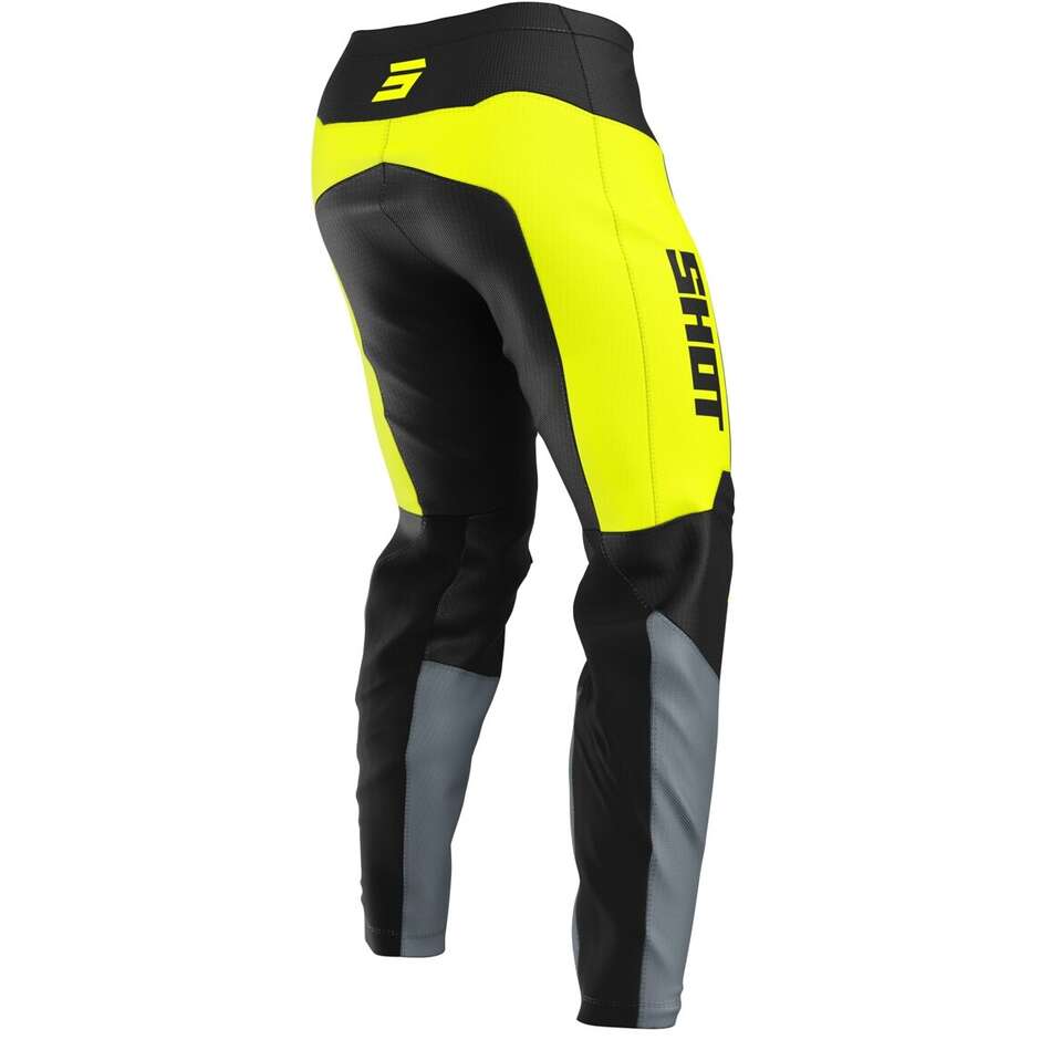 Pantaloni Moto Cross Enduro Shot DEVO LEAGUE Nero Giallo Fluo