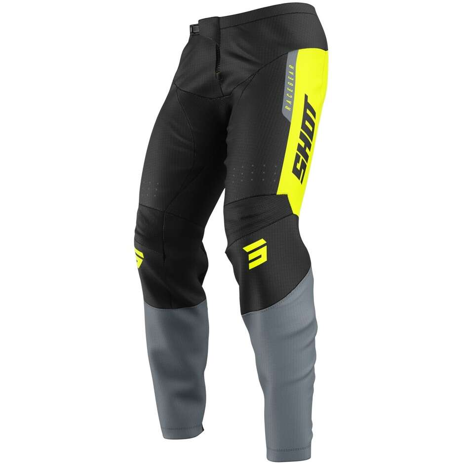 Pantaloni Moto Cross Enduro Shot DEVO LEAGUE Nero Giallo Fluo