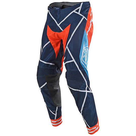 Pantaloni Moto Cross Enduro Traforati Troy Lee Designs SE AIR METRIC Navy Arancio
