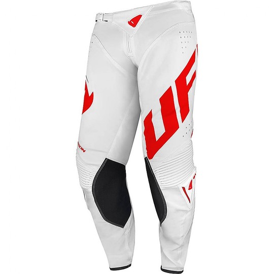 Pantaloni Moto Cross Enduro Ufo SLIM EGON Bianco Rosso