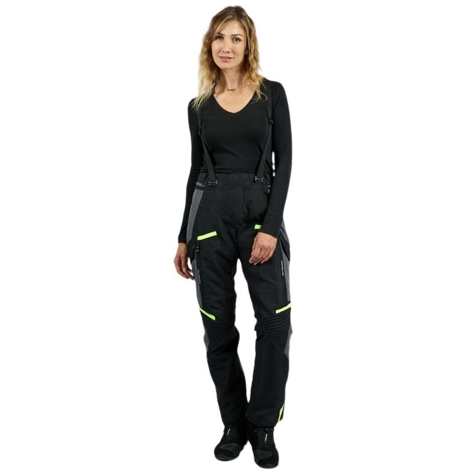 Pantaloni Moto Donna Ixon MIDGARD PT L Nero Grigio Giallo Vivo