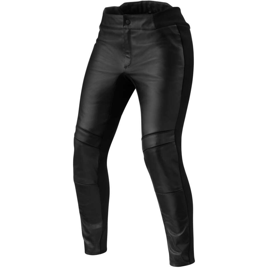 Pantaloni Moto Donna Pelle Rev'it MACI LADIES Nero - ACCORCIATO