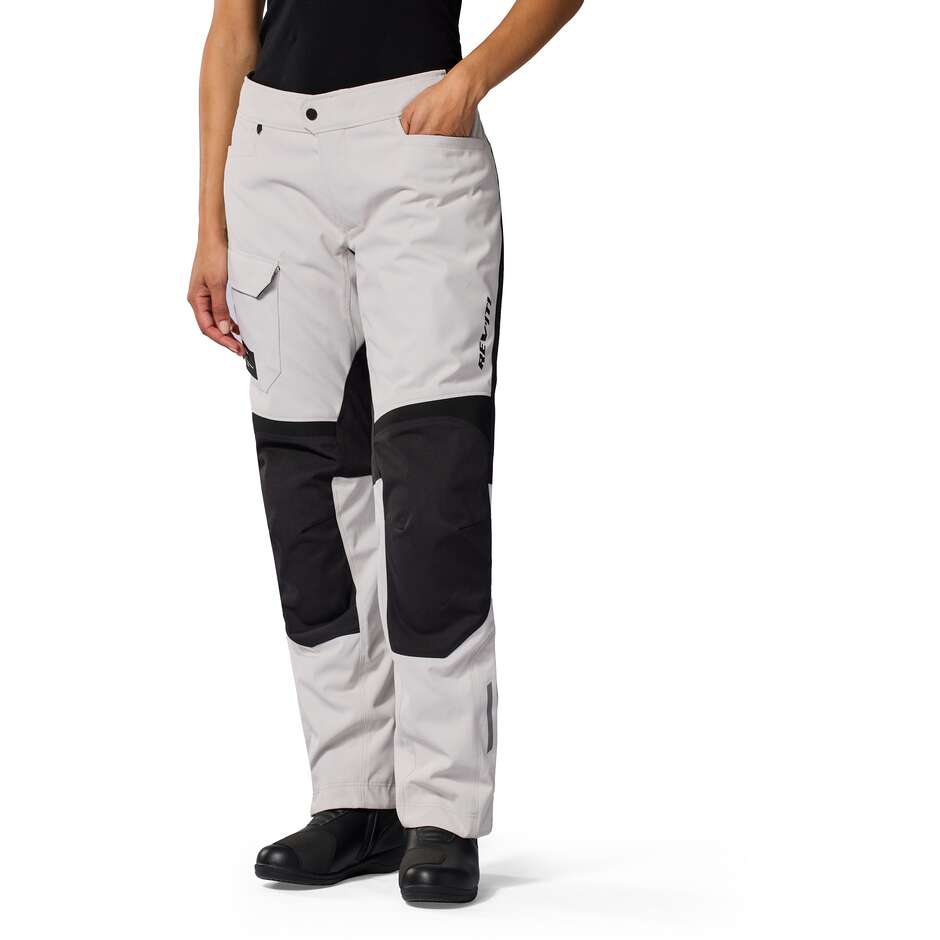 Pantaloni Moto Donna Rev'it Convergent H2O Ladies Argento Nero Standard