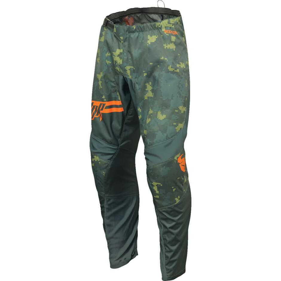 Pantaloni Moto Enduro da Bambino THOR SECTOR DIGI Verde/Camouflage