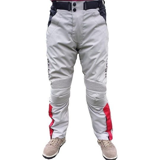  Pantaloni Moto Hero in Tessuto Tecnico 4 Stagioni HR 917 Bianco grigio Rosso