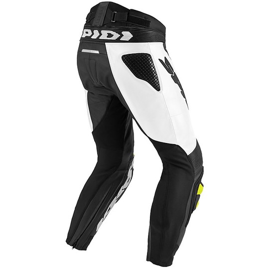 Pantaloni Moto In Pelle Racing Spidi RR PRO WARRIOR Nero Bianco Giallo