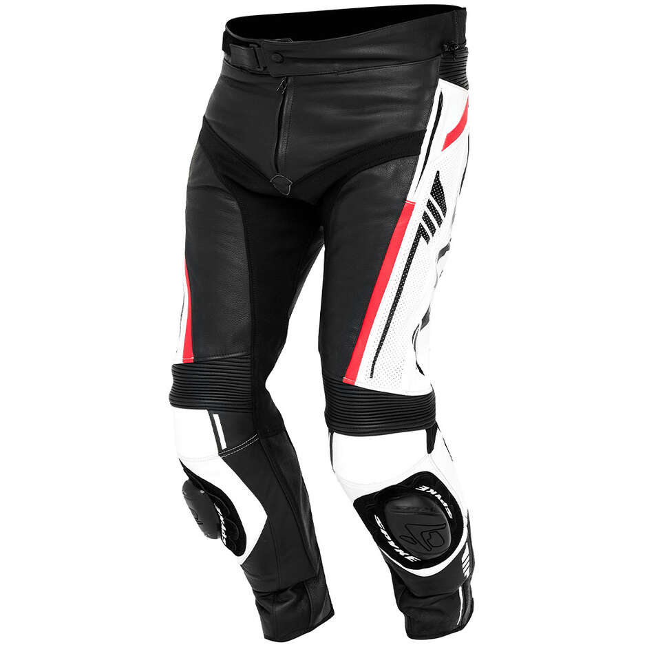 Pantaloni Moto in Pelle MISANO RS Bianco Nero Con Slid taglia 56