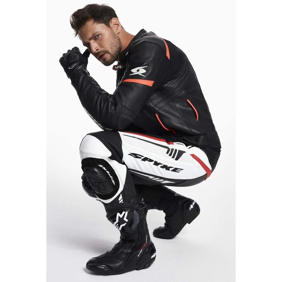 Pantaloni Moto in Pelle Spyke MISANO RS Nero Nero Con Slider