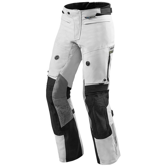 Pantaloni Moto In Tessuto Gore Tex Rev'it Dominator 2 GTX Grigio Verde Allungati