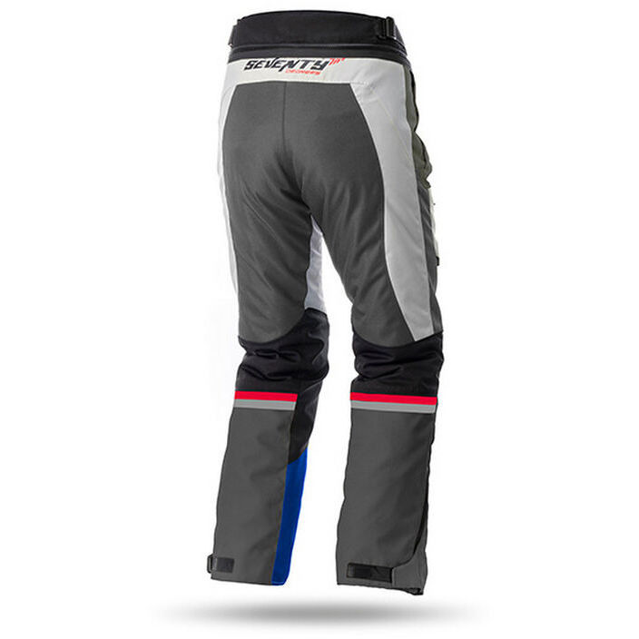 Pantaloni Moto In Tessuto Seventy PT3S Accorciati Touring Grigio Rosso Blu