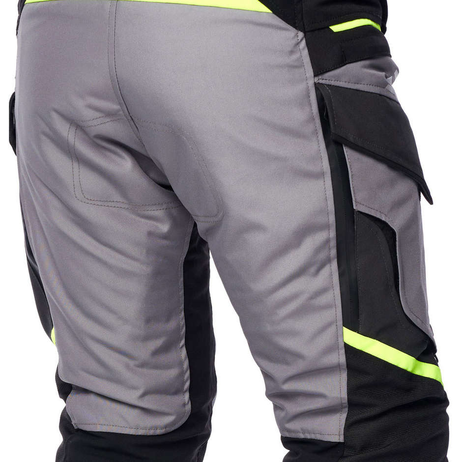 Pantaloni Moto In Tessuto Spyke EQUATOR Dry tecno Pants Grigio Nero Giallo Fluo