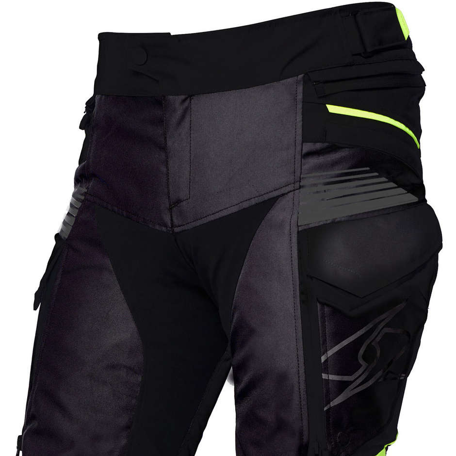 Pantaloni Moto In Tessuto Spyke EQUATOR Dry tecno Pants Nero Giallo Fluo