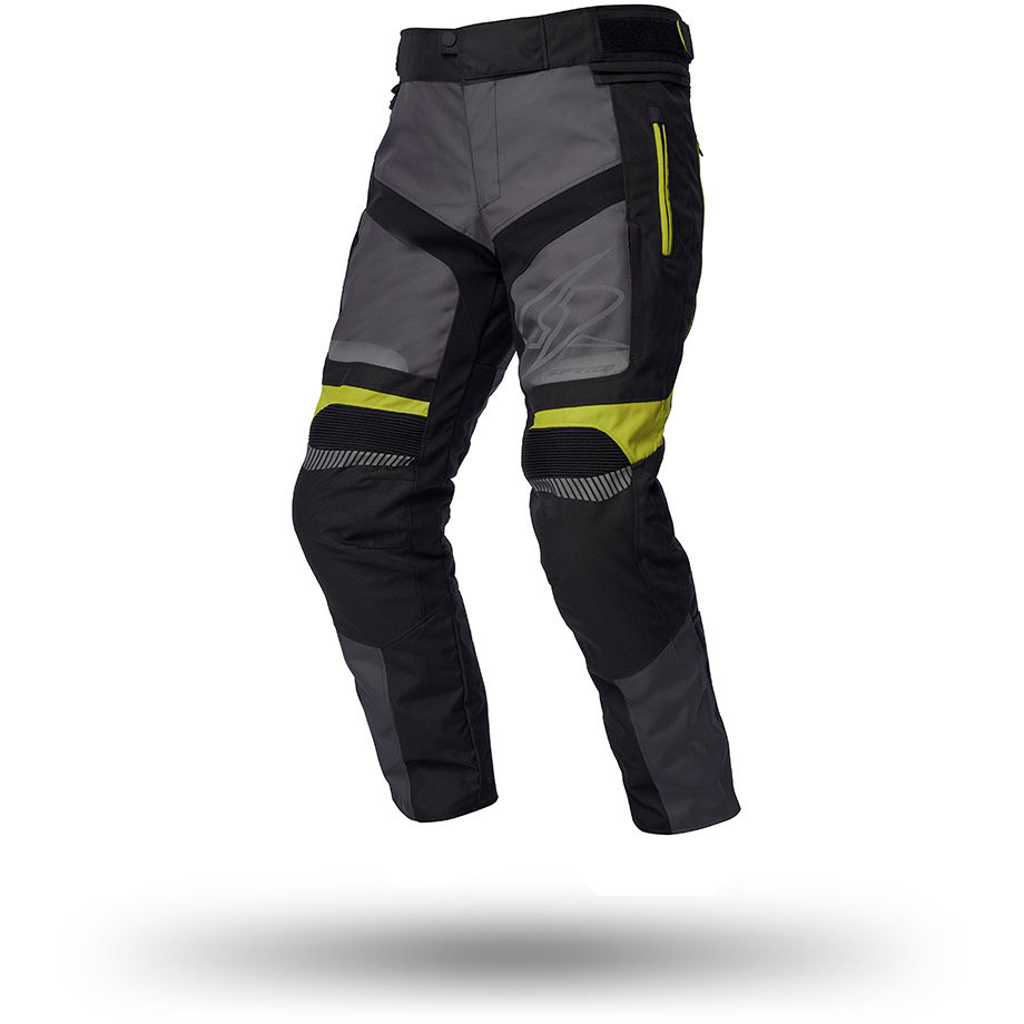 Pantaloni Moto In Tessuto Spyke MERIDIAN Dry Tecno Pants Nero Giallo Fluo