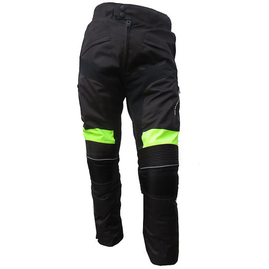 Pantaloni Moto In Tessuto Tecnica Giudici Estate-Inverno 3 Stati Nero-Giallo Fluo