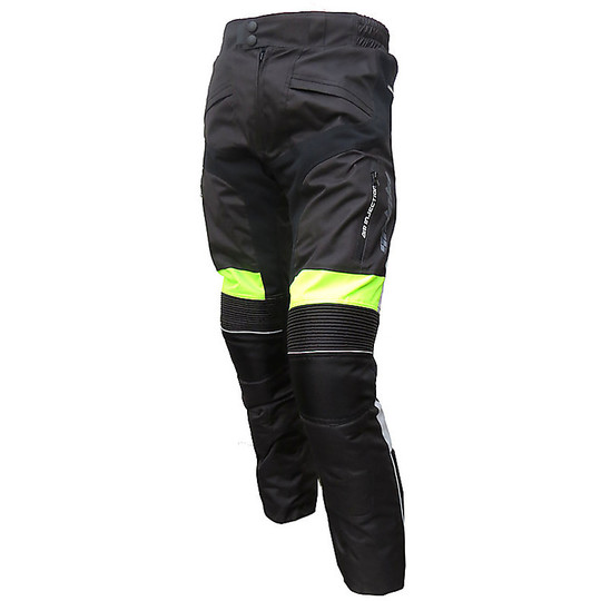 Pantaloni Moto In Tessuto Tecnica Giudici Estate-Inverno 3 Stati Nero-Giallo Fluo