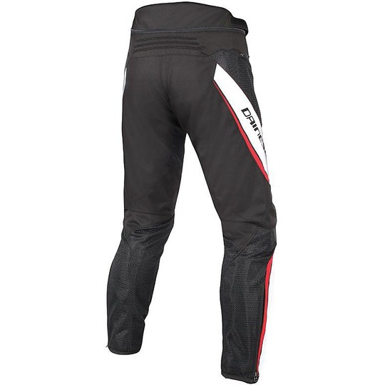 Pantaloni Moto In Tessuto Traforati Dainese Drake Air D-Dry Nero Bianco Rosso