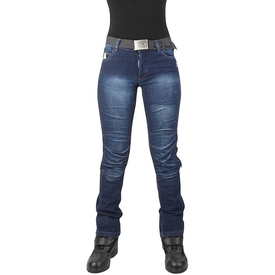 Pantaloni Moto Jeans Donna Impermeabili  OJ Bluster Lady Elasticizzato Blu