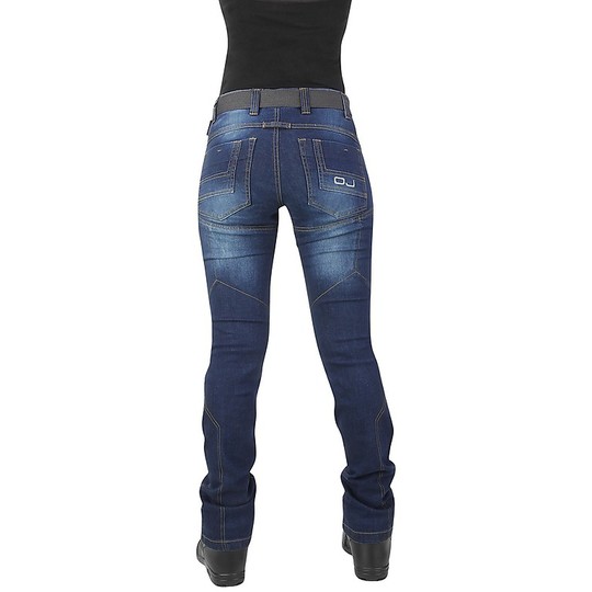 Pantaloni Moto Jeans Donna OJ Muscle Lady Elasticizzato Blu