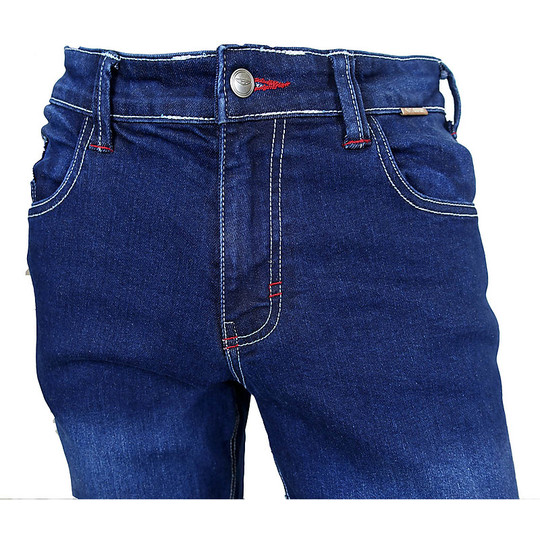 Pantaloni Moto Jeans Donna Tecnici Prexport Denim Lady Navy Con Fibre Aramidiche Blu	