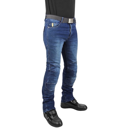 Pantaloni Moto Jeans Elasticizzati OJ Sole Blu