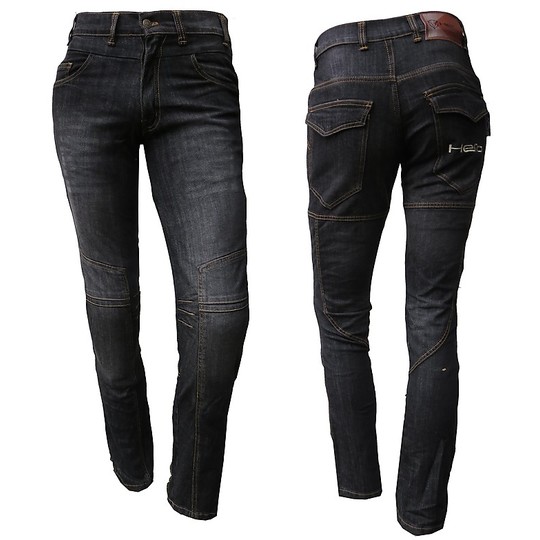  Pantaloni Moto Jeans  Hero 786 Nero Con Protezioni Ginocchio Anca