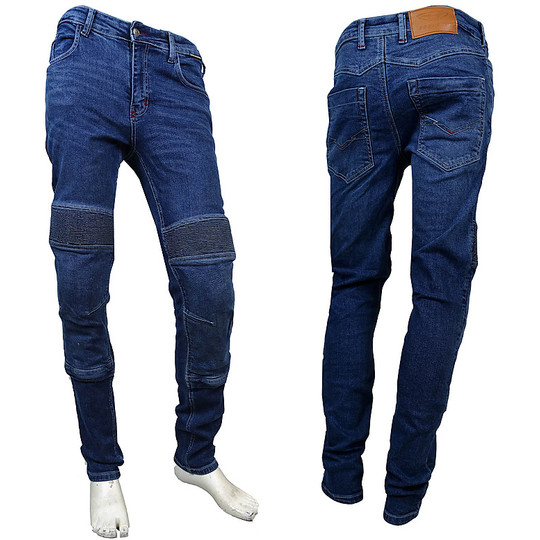 Pantaloni moto Jeans Tecnici Prexport FREEWAY Man Con Fibre Aramidiche Blu