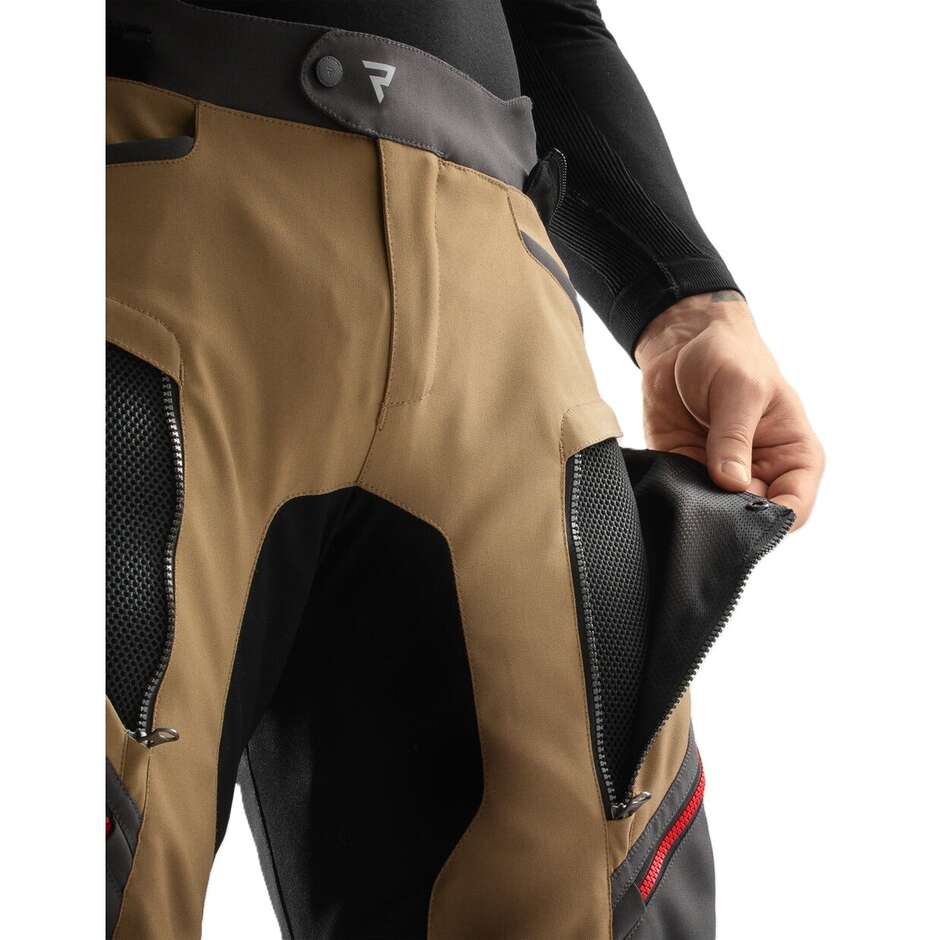 Pantaloni Moto REBELHORN In Tessuto HARDY 3.0 DESERT Grigio Rossi