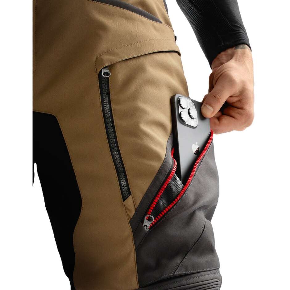 Pantaloni Moto REBELHORN In Tessuto HARDY 3.0 DESERT Grigio Rossi