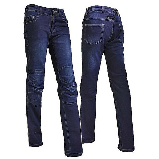 Pants Moto Jeans Woman  Judges Street Denim Blue Lady With Protections