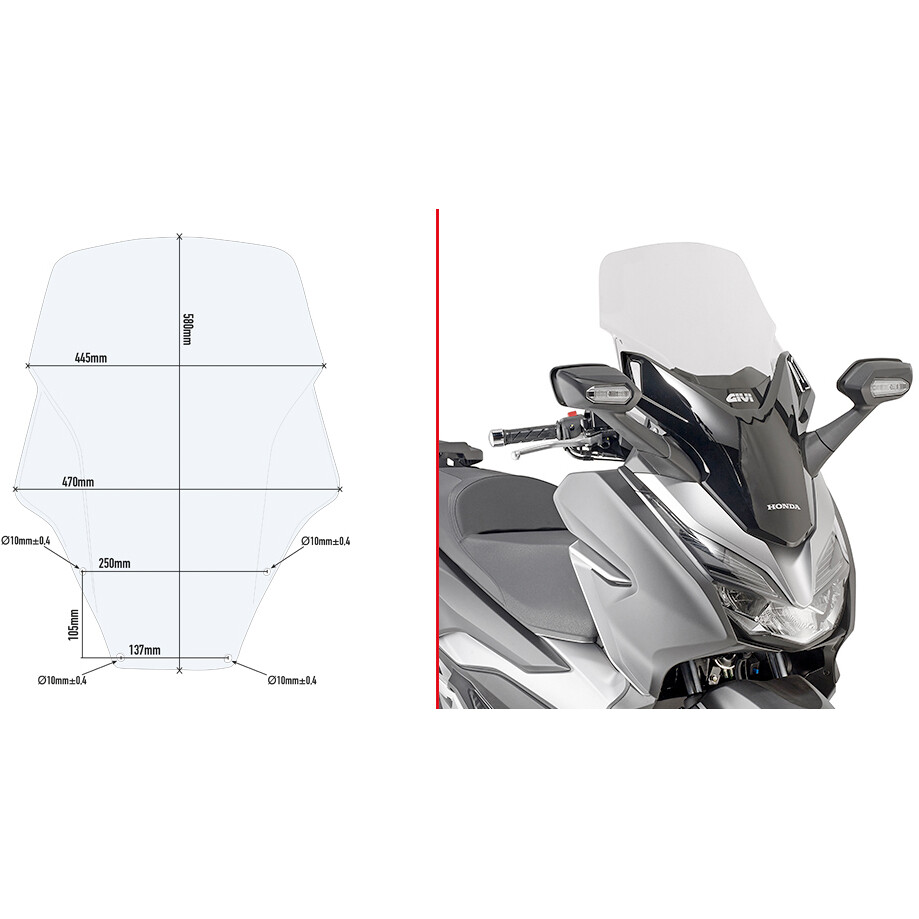 Parabrezza trasparente D1166ST Per HONDA Forza 125-300 taglia uni