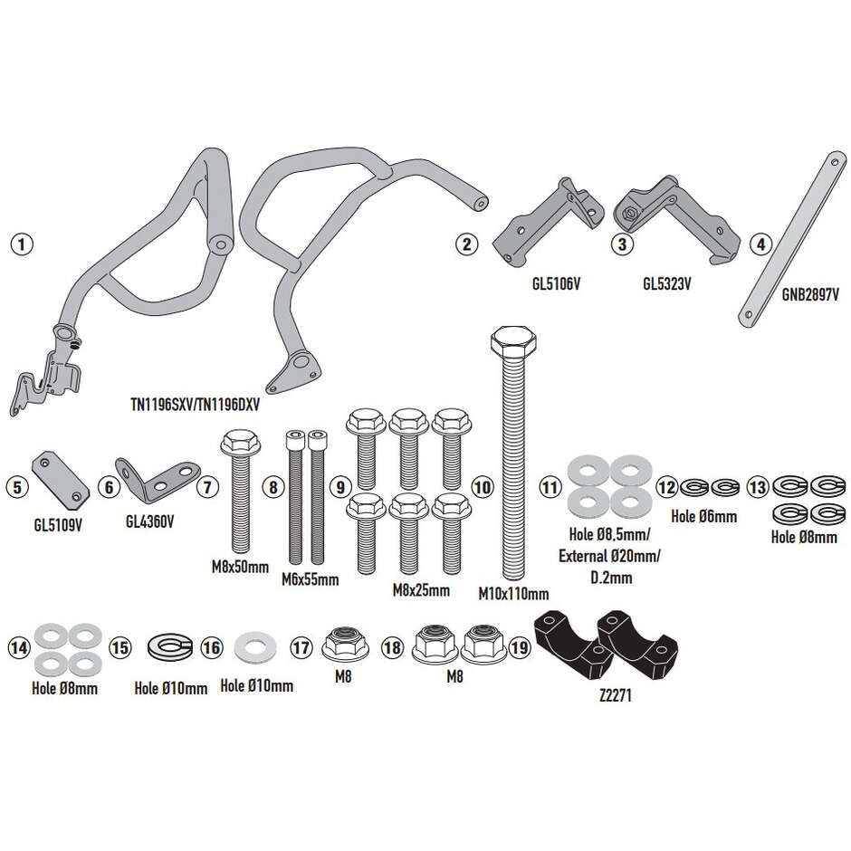 Paramotore Kappa KN1196B Per HONDA NT1100 (22 > 24)