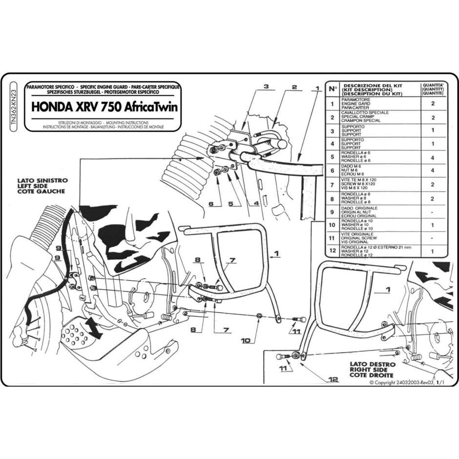 Paramotore Kappa KN23 Per HONDA Africa Twin 750 (90 > 02)
