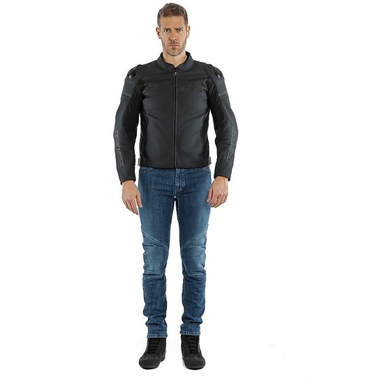 Perforated Dainese Leather Jacket AGILE Black Perforated Leather
