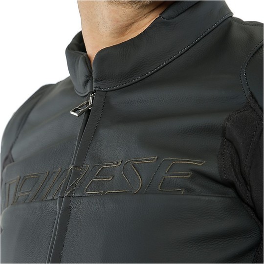 Perforated Dainese Leather Jacket AGILE Black Perforated Leather
